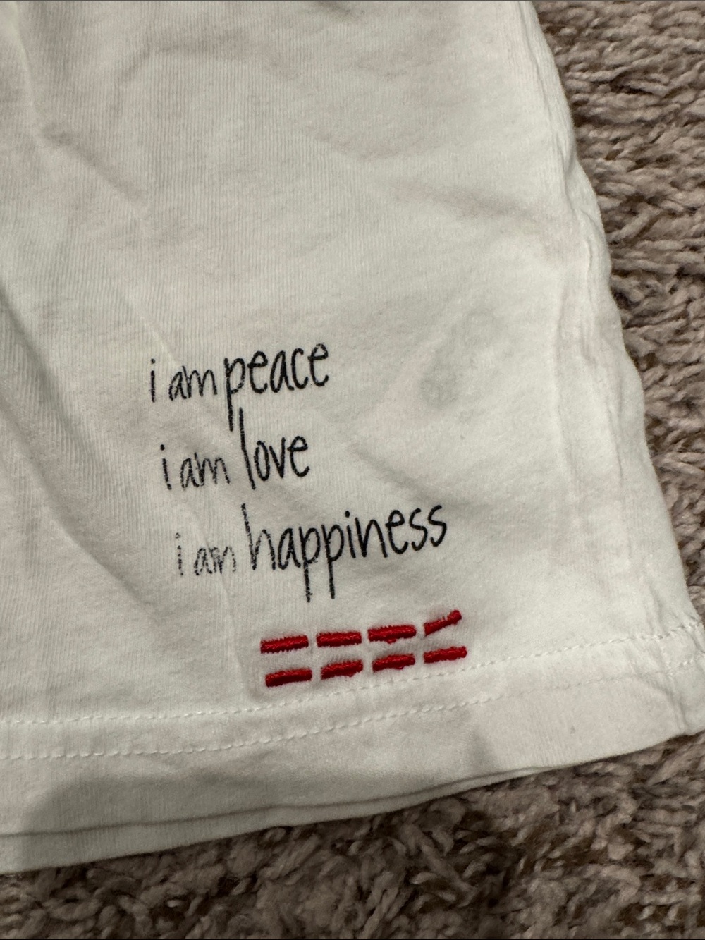 Peace Love World White Short Sleeve Tee with Black Peace Heart Smile Graphic - Picture 2 of 3